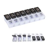 GUZHAIREN 7-Day Pill Box with 14 Removable Compartments, Pill Boxes 7 Day 2 Times a Day for AM PM, Daily Medication, Weekly Pill Organiser, Tablet Organiser for Travel (Black & White)