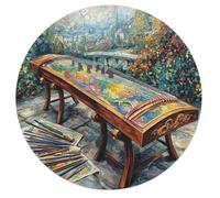 Guzheng 68 Piece Round Puzzle Musical Instrument Music Animal Shape Durable Family Puzzle Stress Relief Educational Home Decor Creative Challeng Educational 68 PCS