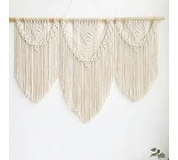 guzhiou large macrame wall hanging - Boho Tapestry Macrame Wall Decor Art- Chic Bohemian Handmade Woven Tapestry Home Decoration for Bedroom Living Room Apartment Wedding Party - 43"x32" (Beige-Leaf)