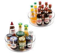 GUZON 2 Pack Lazy Susan Organizer for Cabinet, Upgraded 11.5" Clear Lazy Susan Turntable with Handles and Raised Edge, Rotating Spice Storage for Kitchen, Pantry, Refrigerator, Bathroom, Table