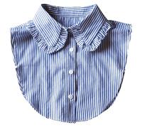 GUZOSJO Blue Striped Detachable Collar Shirt,Dickey Half Blouse False Collar for Lady Girls Men, Blue B, M