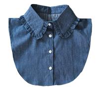 GUZOSJO Denim Detachable Collar Shirt,Dickey Half Blouse False Collar for Lady Girls, Denim-a1, M
