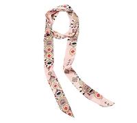 GUZOSJO Printed Long Neckerchief Skinny Scarf Necktie Handbag Wrap Handle Satin Belt, Badge Pink, Large