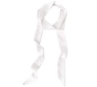 GUZOSJO Solid Color Long Neckerchief Pure Skinny Scarf Necktie Handbag Wrap Handle Satin Belt, White, Large