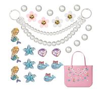GUZUHUKU 24Pcs Rubber Beach Bag Accessories Charms, Beach Totes Accessories Inserts, Lovely Pearl Charms for Beach Bag Tote Beach Tote Bag