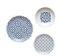 Guzzini - LE MAIOLICHE Set of 6 Table Places, Dinner Plates, Deep Plates, Fruit/Dessert Plates - Mediterranean Blue - 10290976