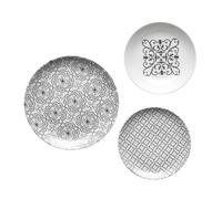 Guzzini - LE MAIOLICHE Set of 6 Table Places, Dinner Plates, Deep Plates, Fruit/Dessert Plates - Sky Grey - 10290992