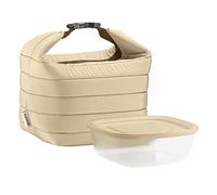 Guzzini - On The Go, Thermal Bag Set with Freshness Container - Clay, Bag 22 x 18 x h22 cm, Container 19.6 x 19.6 x h7 cm, 1400 cc - 03295079