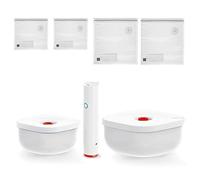 Guzzini - Save IT Vacuum Set: 450/975cc Containers, Pump, 2 Small/2 Large Bags, Gift Box - White, 20 x 20 x h10 cm
