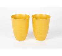 Guzzini Tierra Tall Tumbler Recycled Plastic Drinking Cups, Lightweight Durable Tableware for Water, Juice & Cold Drinks, 520ml Capacity, Dishwasher Safe, Indoor & Outdoor Use, Set of 2, Yellow