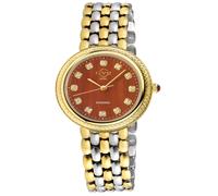 Gv2 Arezzo Diamond Red Jasper Dial Two Toned Ss/ipyg Bracelet Watch Multi