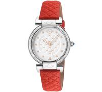 GV2 Berletta Women's 316L Stainless Steel Case, White Dial, Red Handmade Quilted Leather Strap