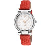 Gv2 Berletta Women's 316L Stainless Steel Case, White Dial, Red Handmade Quilted Leather Strap Red One Size