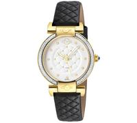 GV2 Berletta Women's 316L Stainless Steel IPYG Case, White Dial, Black Handmade Quilted Leather Strap GV2 Black One Size