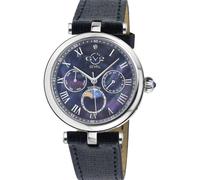Gv2 Florence, Swiss Quartz Watch, Mop Blue Dial, Handmade Italian Leather, And Sapphire Crystal Blue