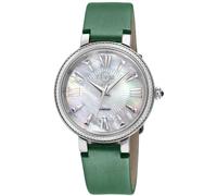 Gv2 Genoa, Swiss Quartz Watch, Mop White Dial, Genuine Hand Made Italian Leather, And Sapphire Crystal In Green Green