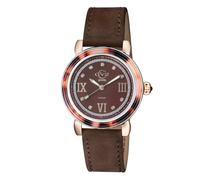Marsala Tortoise Swiss Quartz Diamonds Mother Of Pearl Dial, Brown Suede Strap Watch GV2 Brown One Size