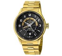 GV2 Men's Giromondo, Swiss Quartz Watch, Black Dial, 316L Stainless Steel, Sapphire Crystal, & GMT Function in Gold GV2 Gold One Size