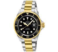 GV2 Men's Liguria 316L Stainless Steel Cae, Black Bezel, Black Dial, Two Tone Gold/Stainless Steel Bracelet Watch GV2 Black One Size