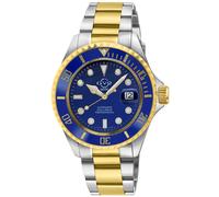GV2 Men's Liguria 316L Stainless Steel Case, Blue Bezel, Blue Dial Two Tone Gold/Stainless Steel Bracelet Watch GV2 Multicolor One Size