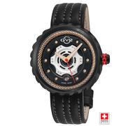 GV2 Men's Motorcycle IPRG/BLK Case, Black RG dial, RG hands, Genuine Handmade Italian Leather Black/Black Strap GV2 Black One Size