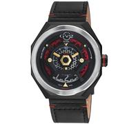 GV2 Men's Stella Solar Power Black/Red/GP Dial, Black/Red Handmade Italian Leather Watch in Black GV2 Black One Size