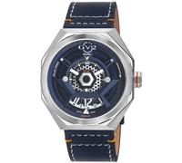 GV2 Men's Stella Solar Power Swiss Quartz Black/Blue Dial, Blue/Orange Handmade Italian Leather Watch in Blue GV2 Blue One Size