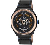 GV2 Men's Stella Solar Power Swiss Quartz Multi Dial, Blue/Black Handmade Italian Leather Watch in Black GV2 Black One Size