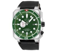 GV2 Men's XO Submarine GREEN/RED Bezel/Green Dial, Handmade Italian Leather Strap in Silver GV2 Silver One Size