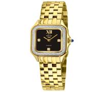 GV2 Women's Milan Swiss Quartz Diamond Black Onyx Dial IPYG Stainless Steel Watch in Gold GV2 Gold One Size
