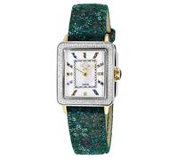 Gv2 Padova Gemstone Floral, Swiss Quartz Watch, White Mop Dial, Hand Made Italian Leather, And Sapphire Crystal In Green Green One Size