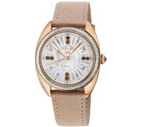 GV2 Women's Palermo Diamond, 316L Stainless Steel IPRG Case, MOP Dk Blue Dial, Genuine Tan Handmade Leather Strap Swiss Quartz Watch GV2 Tan One Size
