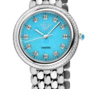 GV2 Women's Arezzo 33M Swiss Made Diamond Turquoise Dial Bracelet Watch in Silver GV2 Silver One Size