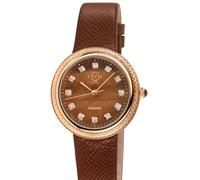 GV2 Women's Arezzo Diamond Tiger Eye Dial Brown Leather Watch