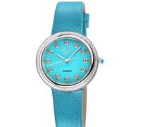 GV2 Women's Arezzo Diamond Turquoise Dial Genuine Torquoise Leather Watch in Light Blue