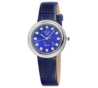GV2 Women's Arezzo Swiss Quartz Diamond Genuine Italian Handmade Leather Watch in Dark Blue