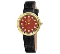 GV2 Women's Arezzo Swiss Quartz Diamond Genuine Italian Handmade Leather Watch in Red