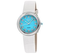GV2 Women's Arezzo Swiss Quartz Diamond Genuine Italian Handmade Leather Watch in Teal