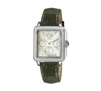 GV2 Women's Bari Multi 9230 Swiss Quartz Diamond Antireflective Sapphire Mother of Pearl Dial 37 MM Watch in Green