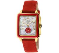 GV2 Women's Bari Red Enamel Swiss Quartz Diamond White MOP Dial Genuine Red Leather 34 MM Watch GV2 Red One Size
