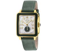 GV2 Women's Bari Viva Dark Green Enamel White MOP Dial Diamond Watch, Dk Green Handmade Italian Leather Strap GV2 Green One Size