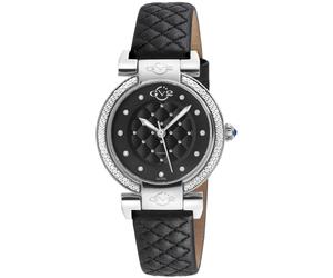 GV2 Women's Berletta Swiss Quartz Daimond 316L Stainless Steel Case, Black Dial, Black Handmade Quilted Leather Watch GV2 Black One Size
