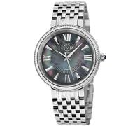 GV2 Women's Genoa Black MOP Dial, Stainless Steel Diamond Swiss Quartz Watch in Silver GV2 Silver One Size