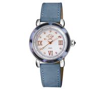 GV2 Women's Marsala Tortoise Mother Of Pearl Dial, Demin Suede Swiss Quartz Watch in Light Blue GV2 Light Blue One Size