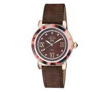 Marsala Tortoise Swiss Quartz Diamonds Mother Of Pearl Dial, Brown Suede Strap Watch GV2 Brown One Size
