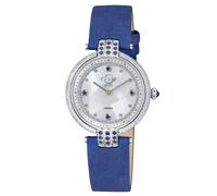 GV2 Women's Matera 12801 White Mother of Pearl Dial Blue Suede Diamond Swiss Quartz Watch GV2 Blue One Size