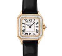 GV2 Women's Milan Silver Dial Leather strap watch in Black