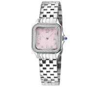 GV2 Women's Milan Swiss Quartz 27.5 MM Rose Quartz Dial 316L Stainless Steel Sapphire Crystal Diamond Watch in Silver GV2 Silver One Size
