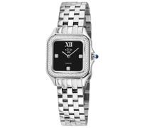 GV2 Women's Milan Swiss Quartz Diamond Black Onyx Dial Steel 27.5 MM Watch in Silver | Size: 24cm x 24cm x 27cm