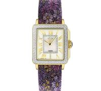 Padova Floral, Swiss Quartz Watch, MOP White Dial, Genuine Hand Made Italian Leather, and Sapphire Crystal GV2 Purple One Size